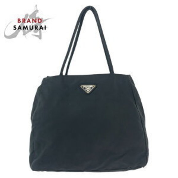 Prada Tessuto triangular Bag nylon black tote Shoulder - Picture 1 of 9